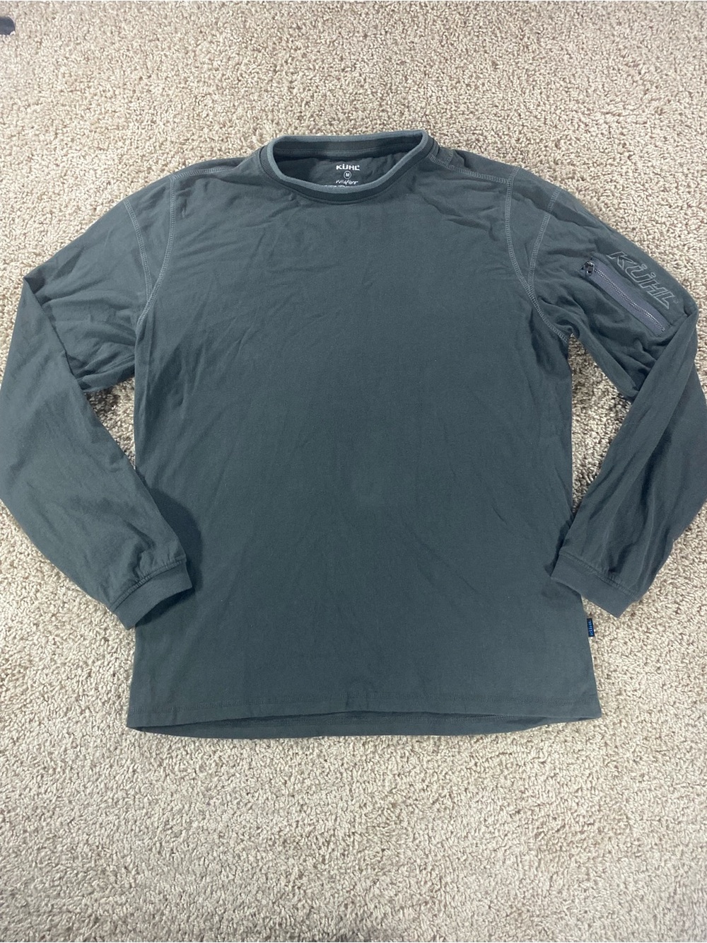 KÜHL Men Kommando Crew Long Sleeve Shirt M Organic Zip Pocket Gorpcore Utility